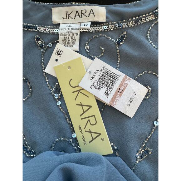 New ~ JKARA J KARA ~ Beaded Scallop Bodice Asymmetrical Gown Size 12 STUNNING - Picture 7 of 8